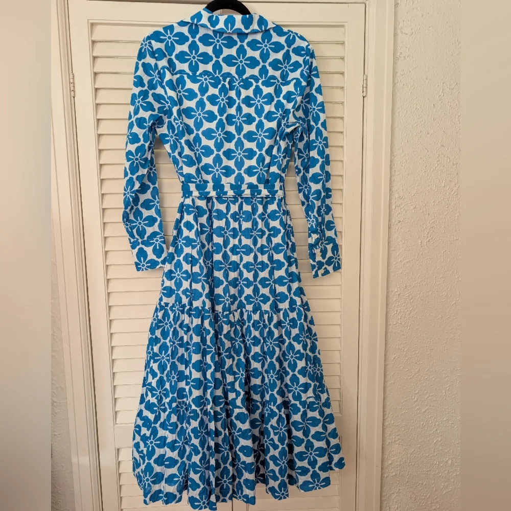 NWT Boden Paisley Tiered Shirt Dress - Indigo Floral Tile Pattern - Picture 9 of 9